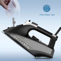 Steam iron, 1800W iron for Clothes with Rapid Heating Ceramic Coated Soleplate, Self-Cleaning, Auto-Off