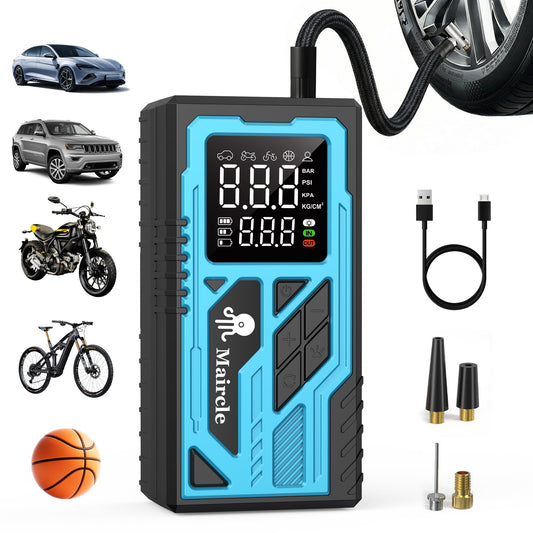 Maircle Cordless Tire Inflator Portable Air Compressor, 150 PSI Air Pump for Car Tires, 8000mAh Tire Pump with Pressure Gauge, LED Light, Auto-shutoff for Bicycle Bikes Motorcycles Balls