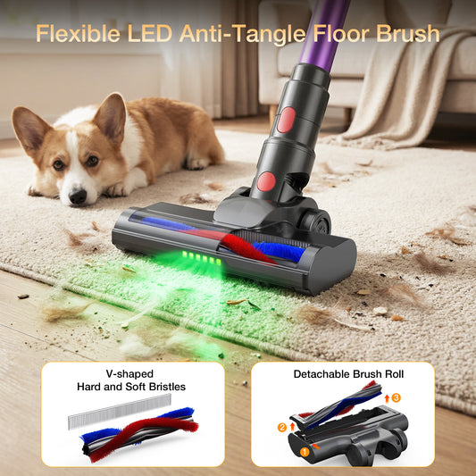Maircle Cordless Stick Vacuum Cleaner, Power Suction, Headlight Motorized Brush, Lightweight for Hard Floor, Carpet Pet Hair