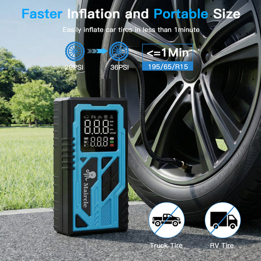 Maircle Cordless Tire Inflator Portable Air Compressor, 150 PSI Air Pump for Car Tires, 8000mAh Tire Pump with Pressure Gauge, LED Light, Auto-shutoff for Bicycle Bikes Motorcycles Balls