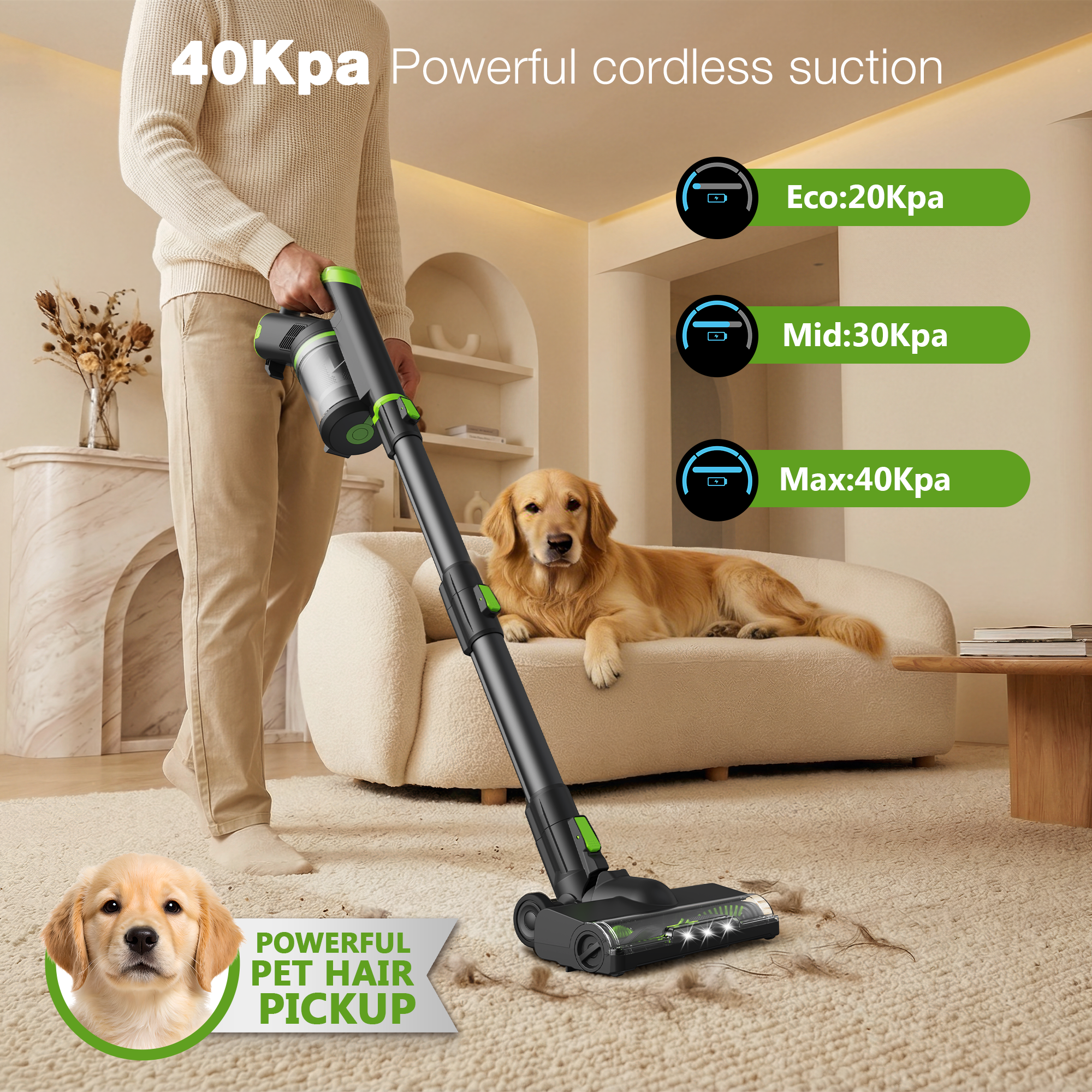 Maircle Cordless Vacuum Cleaner, 40Kpa Powerful Suction Stick Vacuum W Maircle Cordless Vacuum Cleaner, 40Kpa Powerful Suction Stick Vacuum W