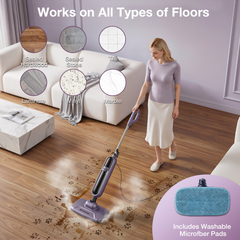 Maircle All-in-1 Detachable Steam Mop Cleaner, 17oz Large Capacity Water Tank, Multi-Surface Use for Hardwood, Tile, Grout & Furniture