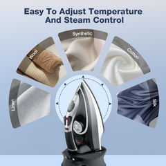 1500W Cordless Steam Iron, Quick-Charge Base with Carry Lock ,Non-Stick Ceramic Soleplate,Anti-Drip,Adjustable Temperature