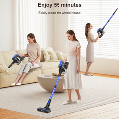Maircle Cordless Stick Vacuum, 55-Min Runtime, 36KPA Power Suction, LED Headlight Brush, for Hard Floors & Carpets (Blue)