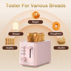 Maircle 2 Slice Toaster, Bread Toaster With Extra Wide Slots,6 Browning Settings, Defrost/Cancel/Bagel Button For Bagels, Waffles, Bread