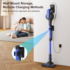 Maircle Cordless Stick Vacuum, 55-Min Runtime, 36KPA Power Suction, LED Headlight Brush, for Hard Floors & Carpets (Blue)