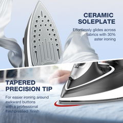 1500W Cordless Steam Iron, Quick-Charge Base with Carry Lock ,Non-Stick Ceramic Soleplate,Anti-Drip,Adjustable Temperature