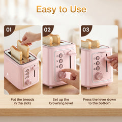 Maircle 2 Slice Toaster, Bread Toaster With Extra Wide Slots,6 Browning Settings, Defrost/Cancel/Bagel Button For Bagels, Waffles, Bread