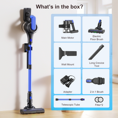 Maircle Cordless Stick Vacuum, 55-Min Runtime, 36KPA Power Suction, LED Headlight Brush, for Hard Floors & Carpets (Blue)