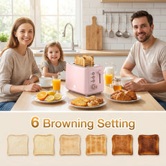 Maircle 2 Slice Toaster, Bread Toaster With Extra Wide Slots,6 Browning Settings, Defrost/Cancel/Bagel Button For Bagels, Waffles, Bread