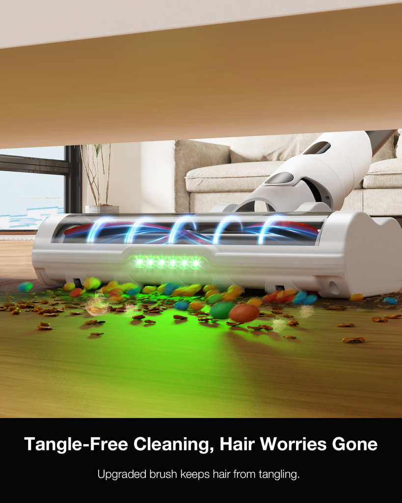 Cordless Stick Rechargeable Vacuum Cleaner, Lightweight, 55min Runtime, 20KPa Suction, Anti Tangle LED Headlight Brushless, Ideal for Carpets, Hardwood Floors, Pet Hair, and Home