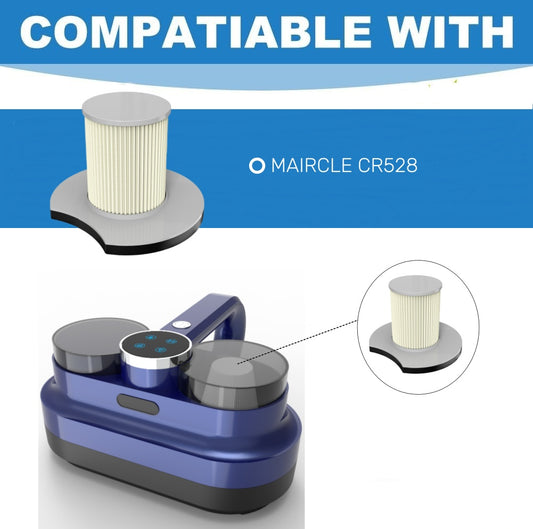 2Pcs Replacement HEPA Filters for Maircle CR528 Mattress Vacuum Cleaner