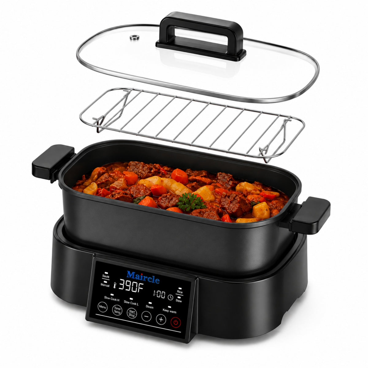 Maircle Digital Programmable Slow Cooker, 6.5Qt Large Multi-cooker with Timer, Temp Control