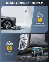 Maircle AC/DC Tire Inflator, 3 in 1 Portable Air Compressor for Car Tires with Auto Shut-off, LED Light, 150PSI Air Pump for Cars, Balls, Motorcycles