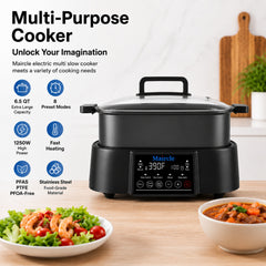 Maircle Digital Programmable Slow Cooker, 6.5Qt Large Multi-cooker with Timer, Temp Control