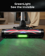 Cordless Stick Vacuum Cleaner, Rechargeable Lightweight Vacuum with Green LED Headlight for Pet Hair